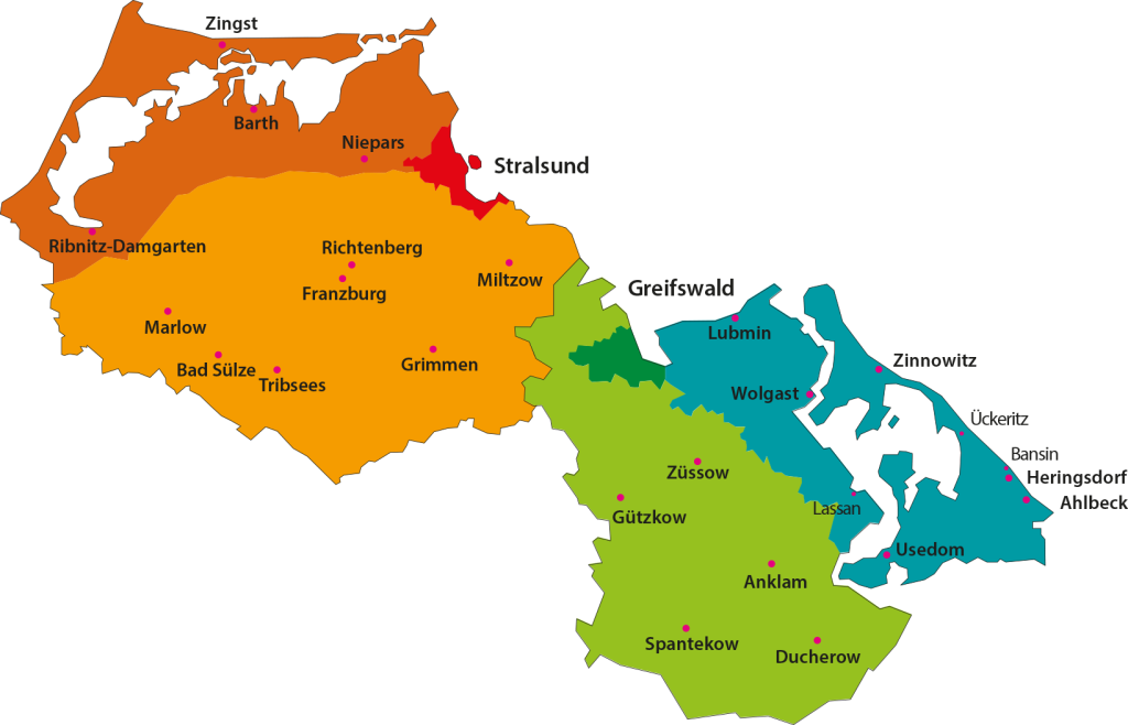 Karte Vorpommern Verteilergebiet Angebote Familienzeitschrift Landknirpse